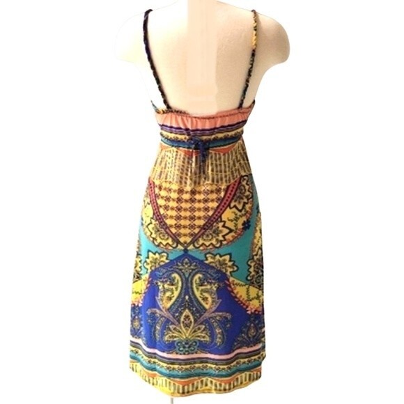 Flattering rope detailed vibrant colors empire waist dress size small - Picture 2 of 5